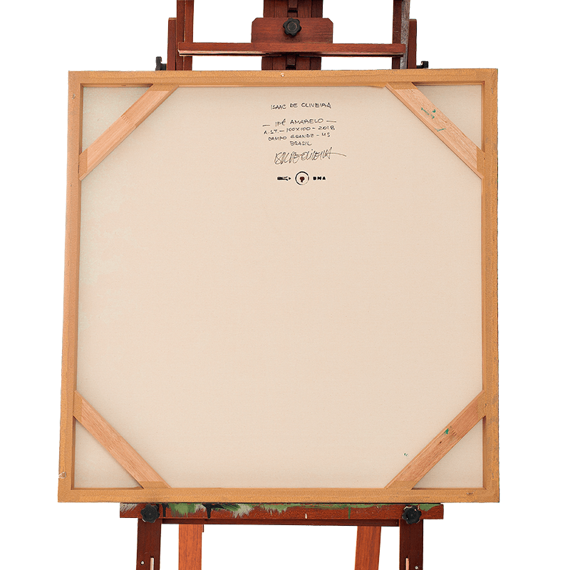 Quadro Original DNA Isaac	Ipê Amarelo/fundo verde folha