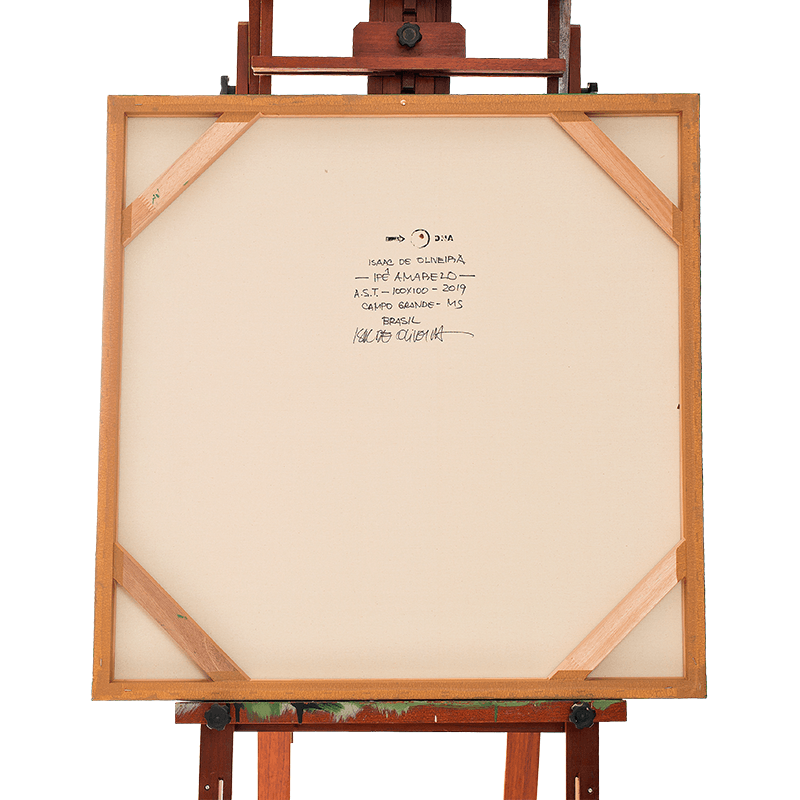 Quadro Original DNA Isaac Ipê Amarelo/fundo verde bandeira