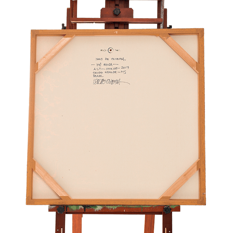 Quadro Original DNA Isaac Ipê Rosa/fundo marron avermelhado