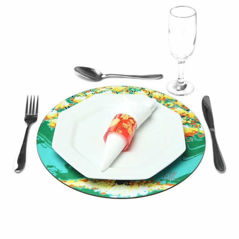 Sousplat Ipê Amarelo Fundo Verde