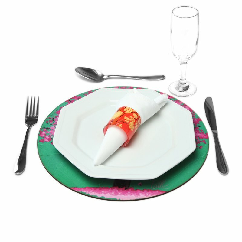 Sousplat Ipê Rosa Fundo Verde