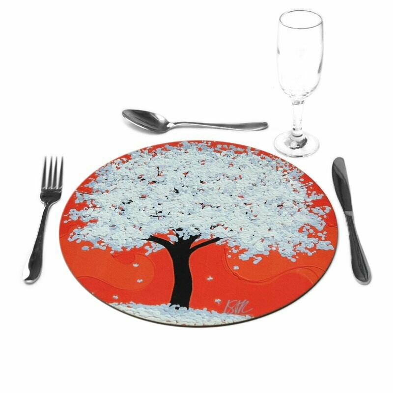 Sousplat Ipê Branco Fundo Laranja