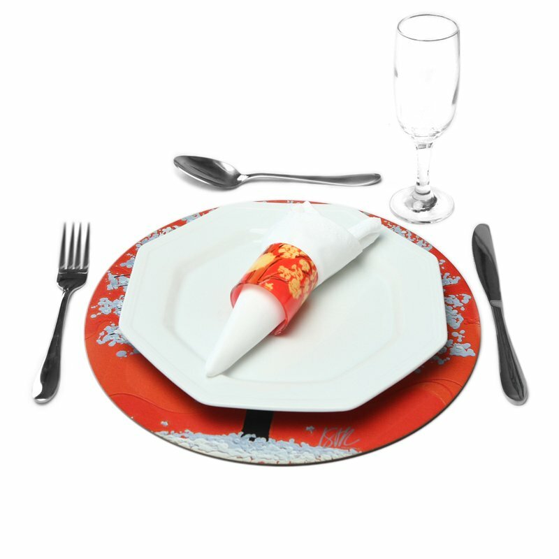 Sousplat Ipê Branco Fundo Laranja