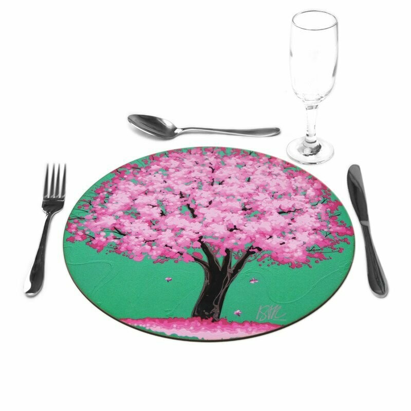 Sousplat Ipê Rosa Fundo Verde