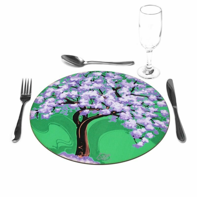 Sousplat Ipê Roxo Fundo Verde