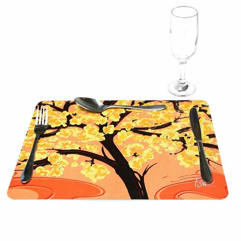 Jogo Americano Ipê Amarelo Fundo Laranja