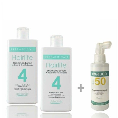 TRATTAMENTO ANTICADUTA E RIVITALIZZANTE CAPELLI - 1 Conf. ARGELICO® ALL'ARGENTO COLLOIDALE + 2 Conf. HAIRLIFE4® SHAMPOO LOTION ALL'ORO COLLOIDALE TRATTAMENTO ANTICADUTA E RIVITALIZZANTE CAPELLI - 1 Conf. ARGELICO® ALL'ARGENTO COLLOIDALE + 2 Conf. HAIRLIFE4® SHAMPOO LOTION ALL'ORO COLLOIDALE