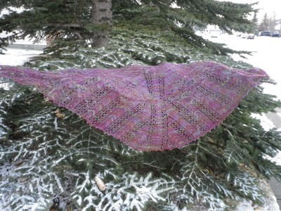 Mystery Creek Hand Knit Shawl