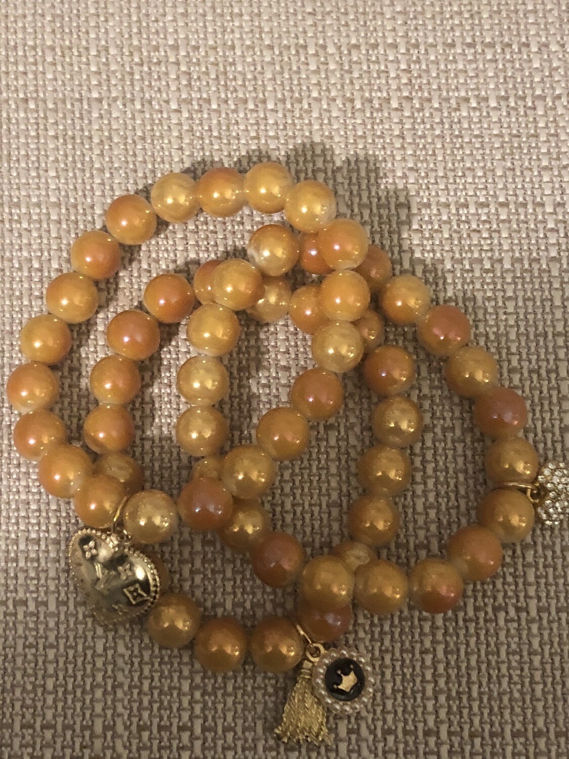 Dawn Orange Galaxy Glass Beaded Bracelets (3)