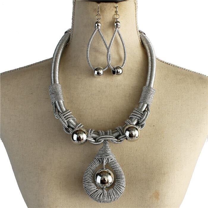Cord Necklace &amp; Earring &amp; Necklace Set