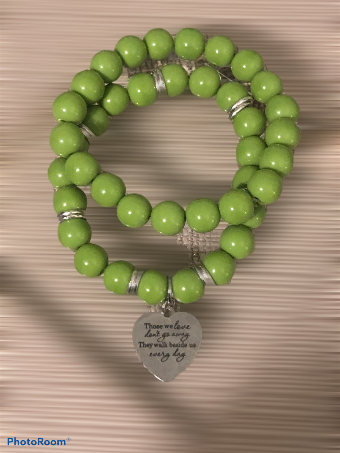 Apple Green Glass Beaded Bracelets With Charms(2)