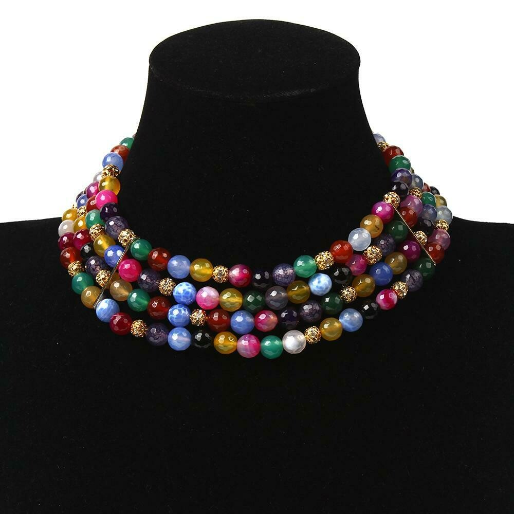 Multicolored Quartz Gemstone Choker