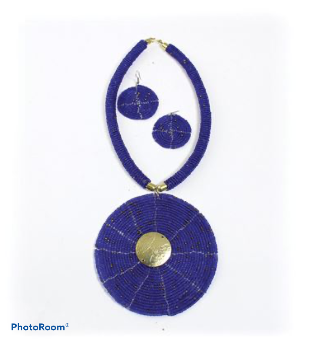 Blue Maasai Pendant Necklace &amp; Earring Set