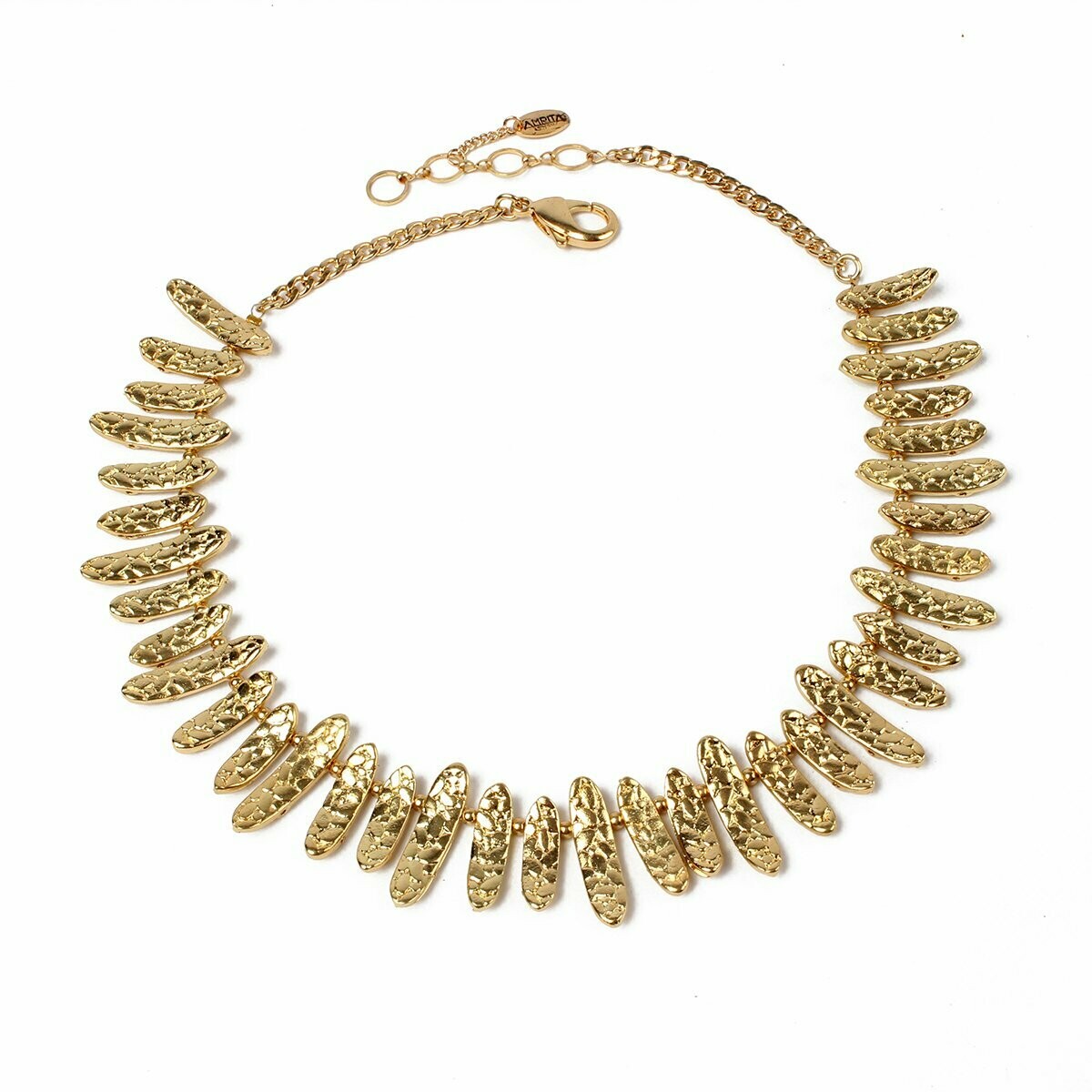 Gold Hammered Spike Necklace