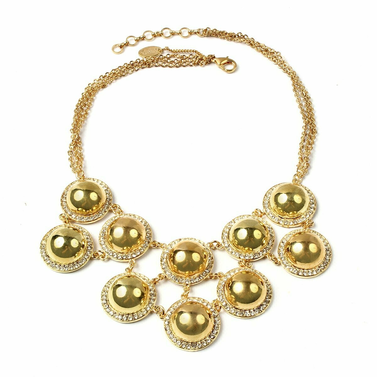 Gold Metallic Circular Motif Design With Austrian Crystals Necklace