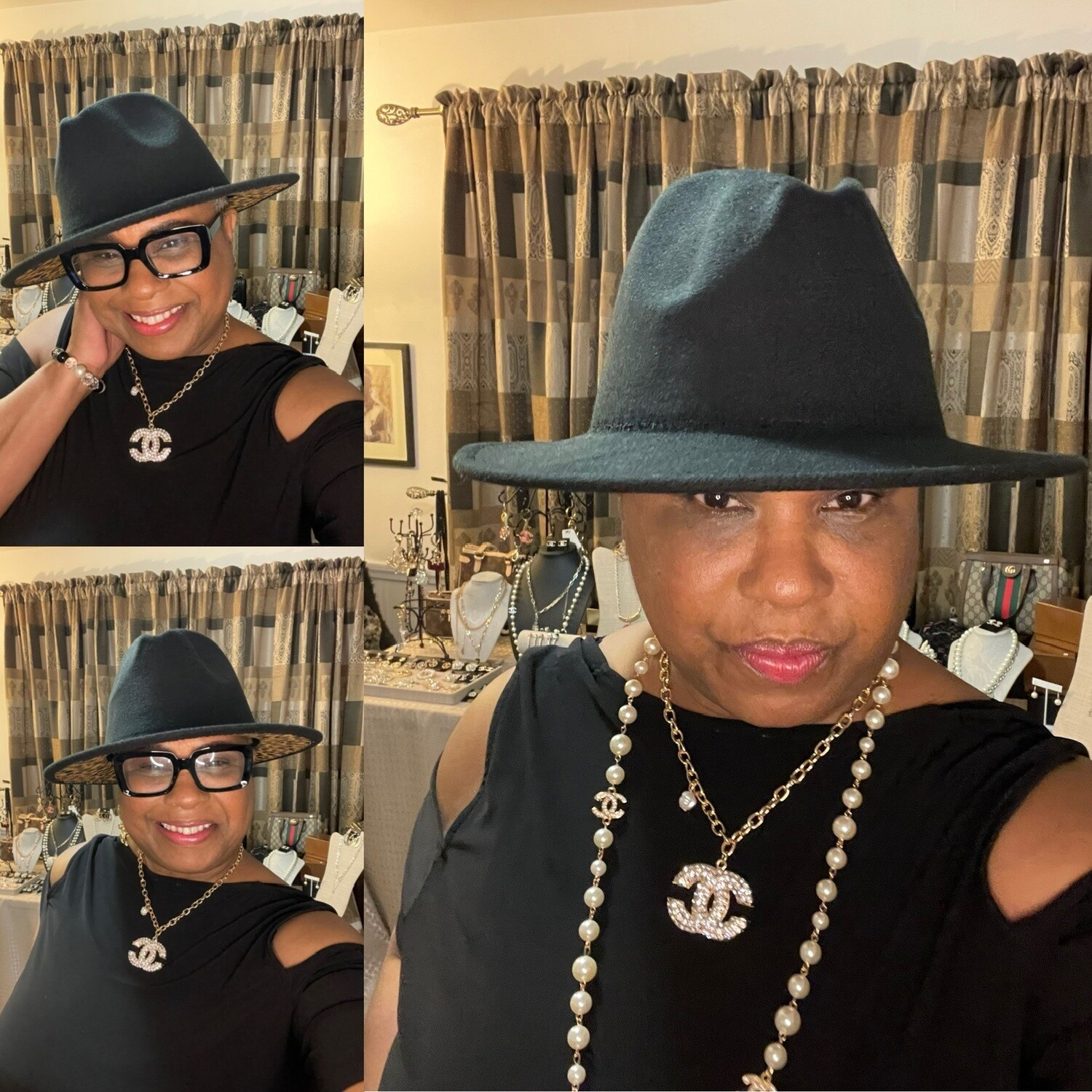 Black &amp; Leopard Fedora Hat
