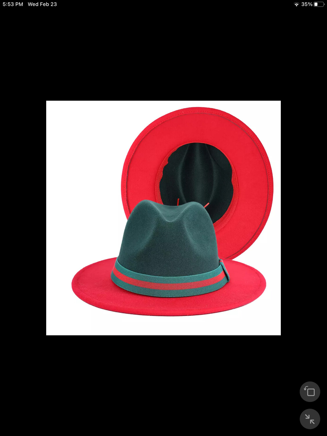 Red &amp; Green Designer Inspired Fedora with Band
