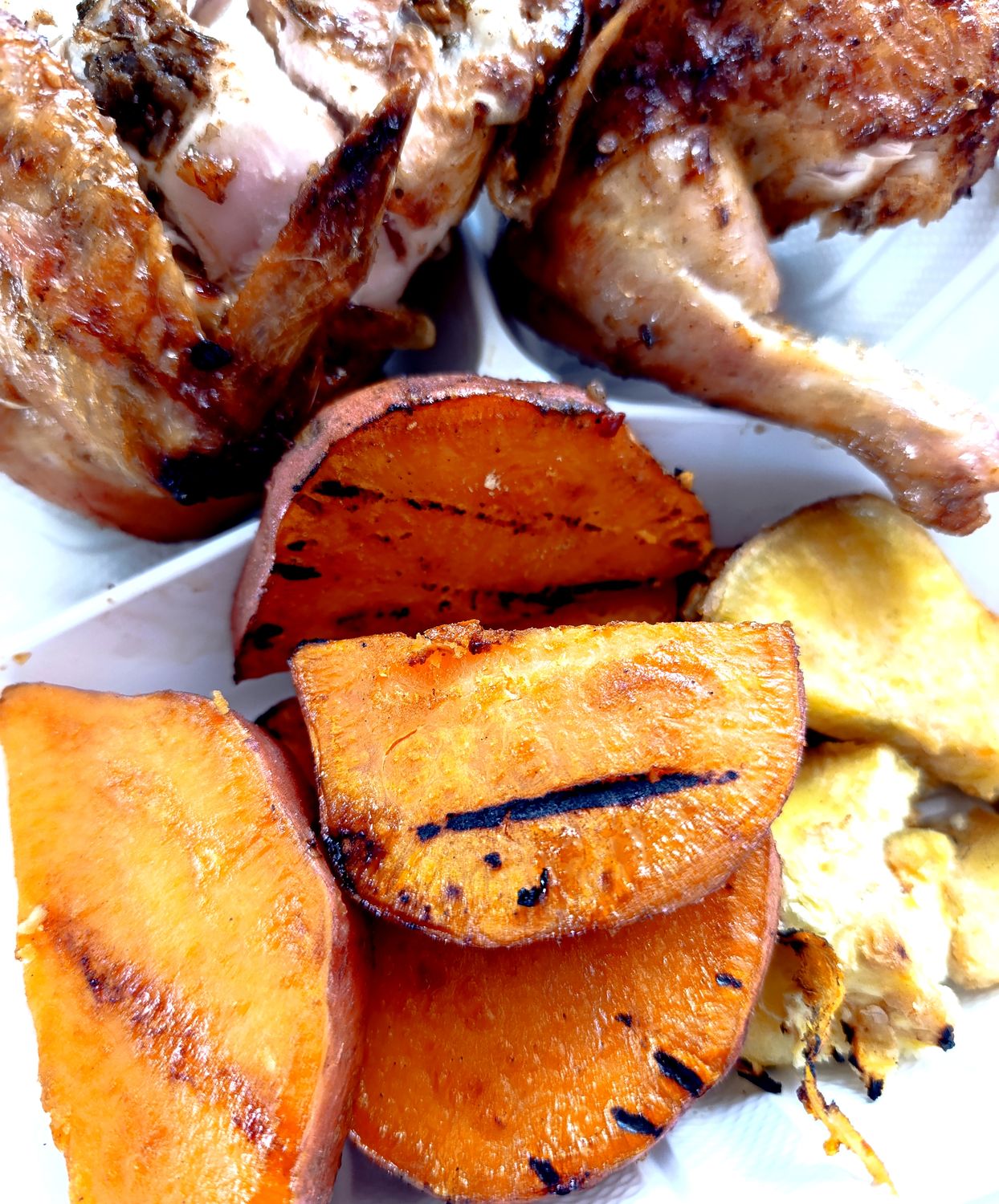 1/4 Chicken &amp; Grilled Sweet Potatoes