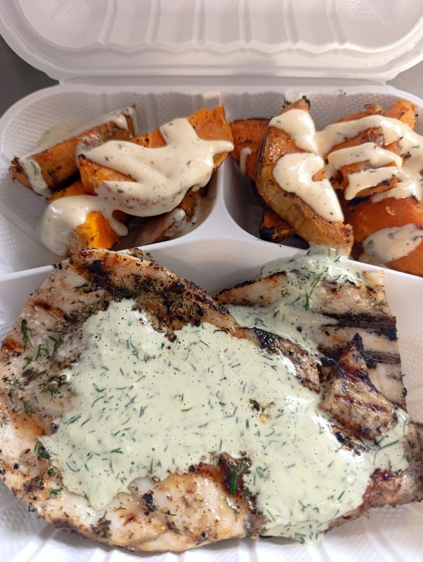 Grilled Fish &amp; Grilled Sweet Potatoes Only