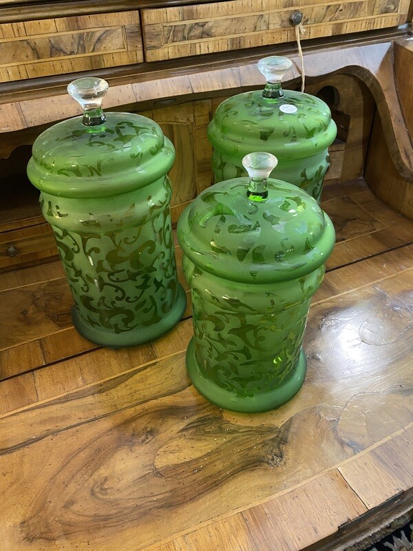 Etched Green Canisters