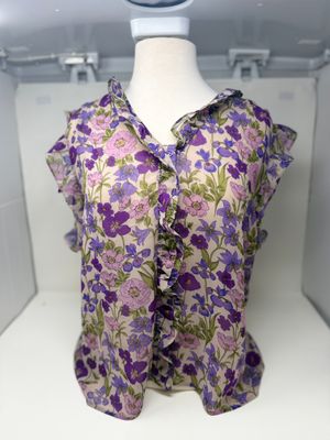 Cabi Purple Flowers Slvless Top