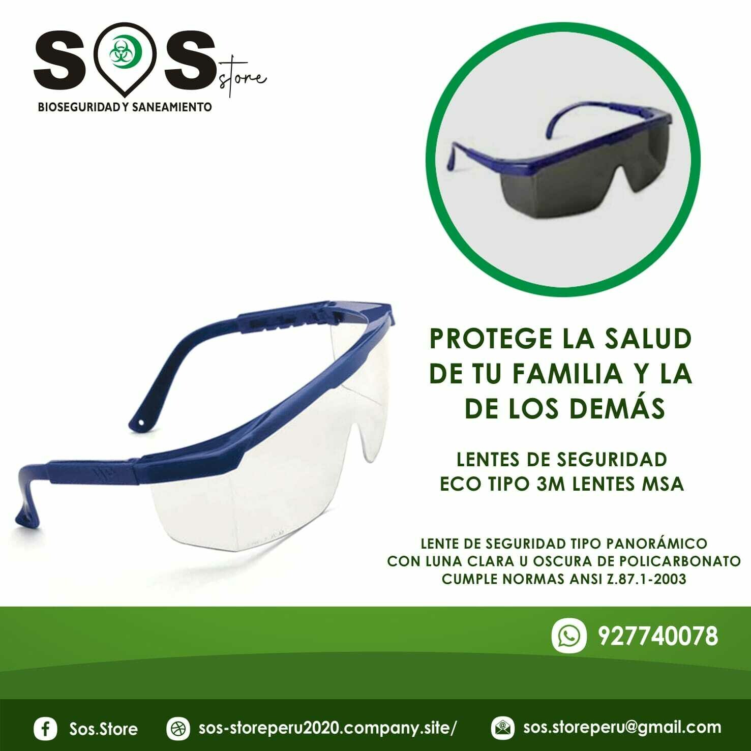 SAFETY PROTECTIVE GLASSES - Lentes de Seguridad Eco Tipo 3M