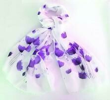 Scarf Poppy Watercolour - White/Purple