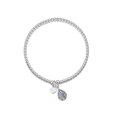 Silver Bead Bracelet Forget Me Knot