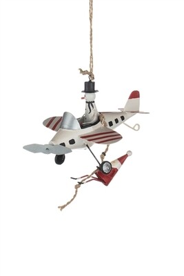 Flying Snowman with Hanging Santa Decoration