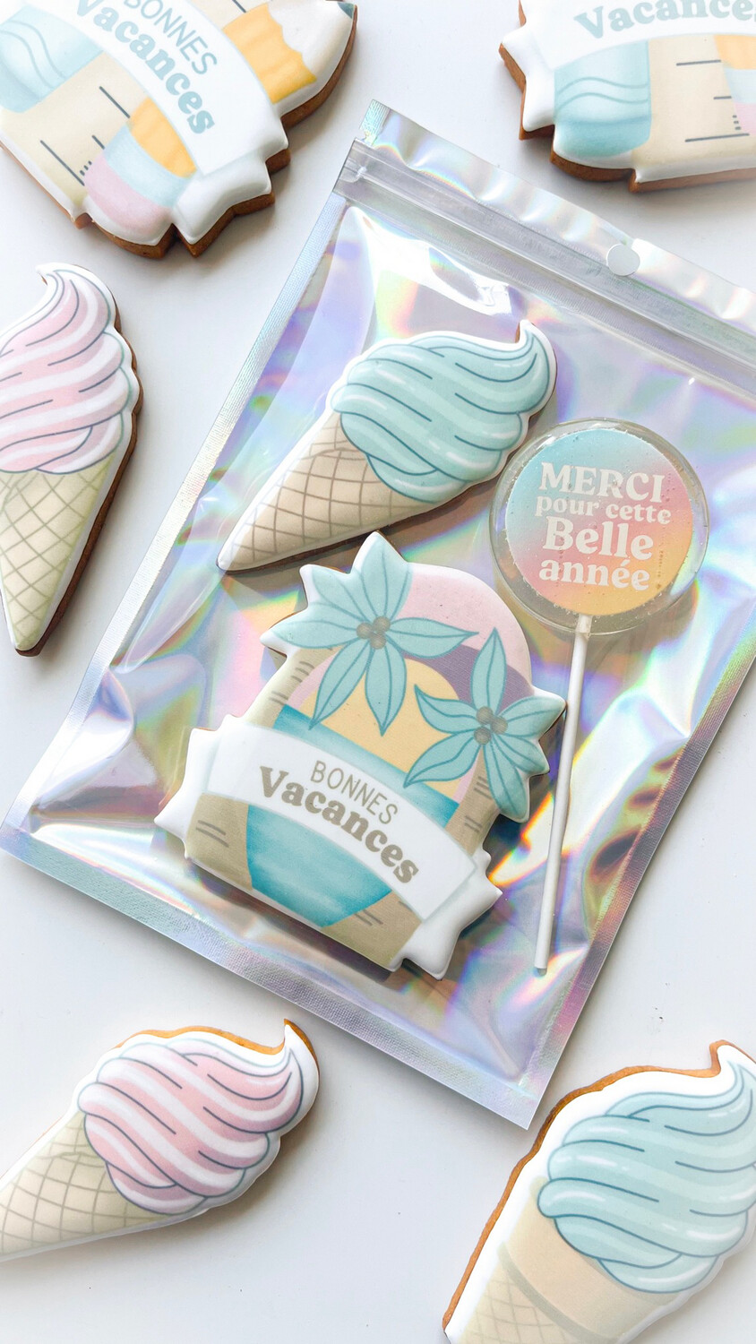 Sachet holographique 3 pièces « Merci pour cette belle année! » (personnalisation en option)