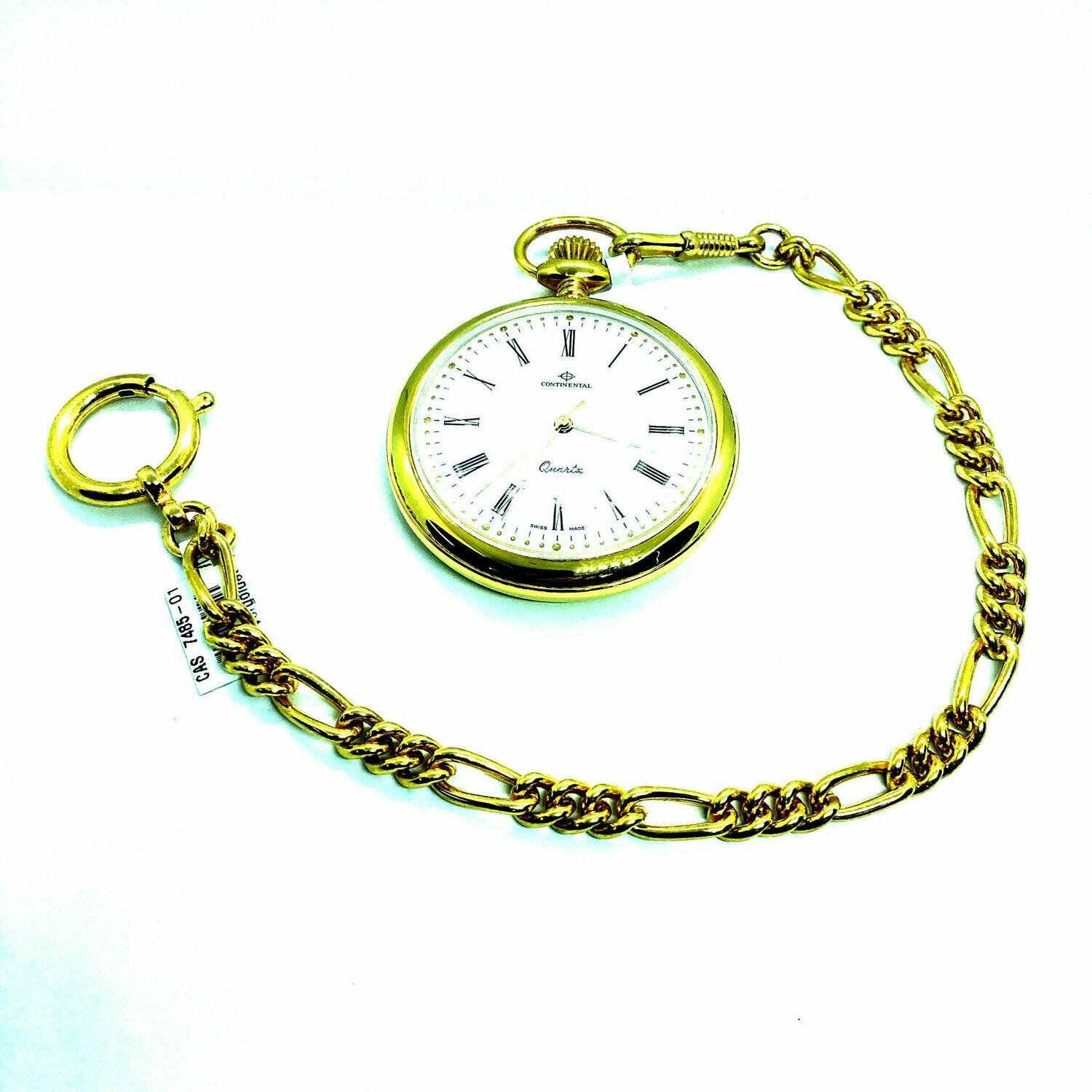 Taschenuhr mit Kette Goldplattiert, Quarzwerk Marke Continental