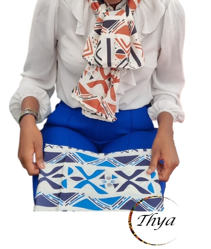 Foulard satiné motif Bogolan Thya