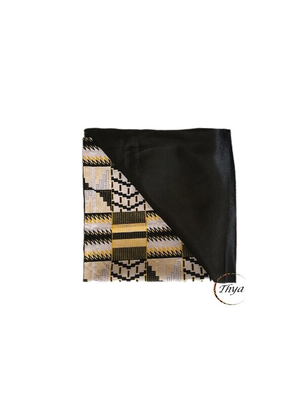 Foulard wax doublé satin motif Bogolan Thya rectangle