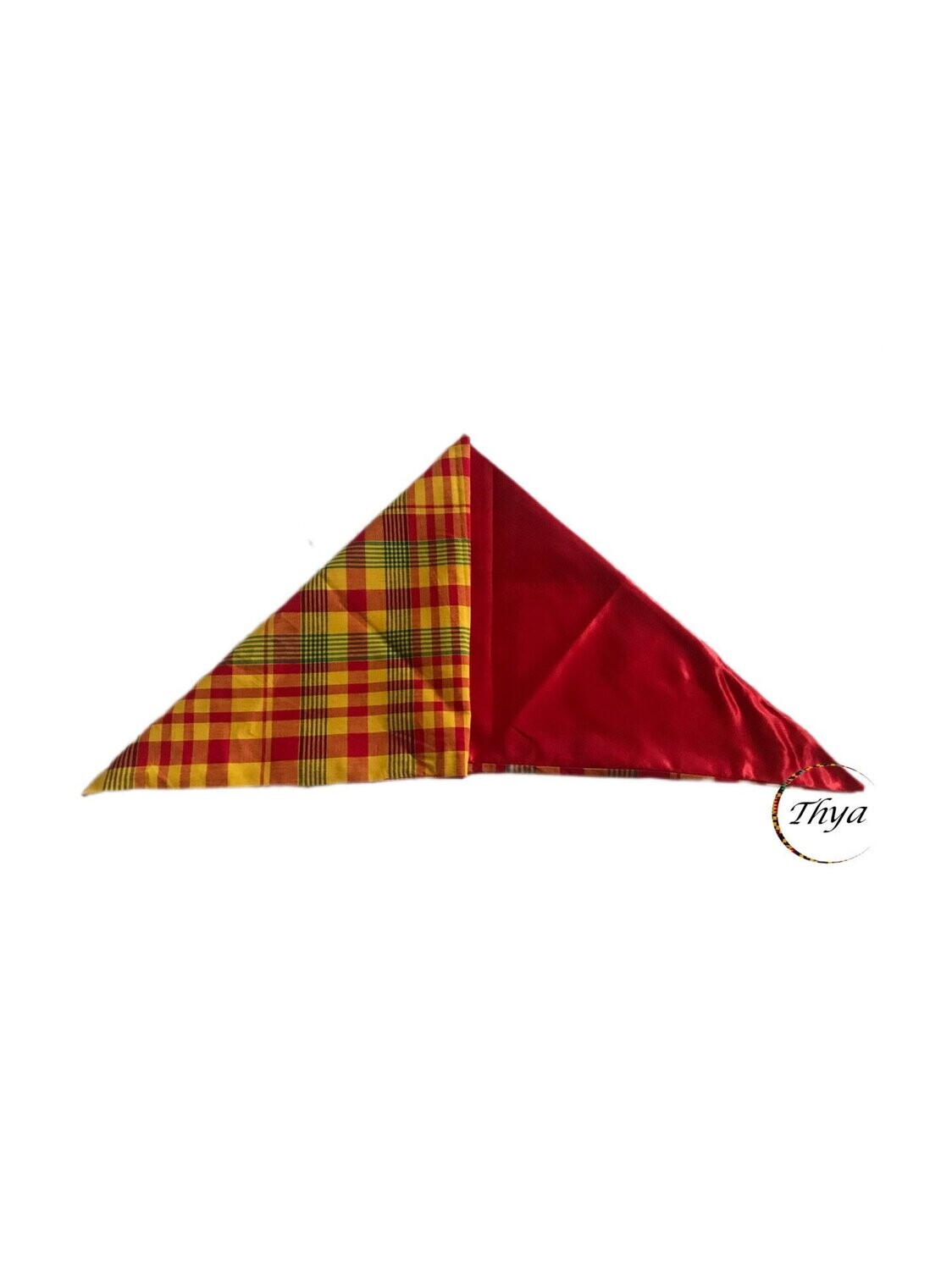 Bandana doublé Madras / Satin Thya, Coloris satin: Satin Rouge