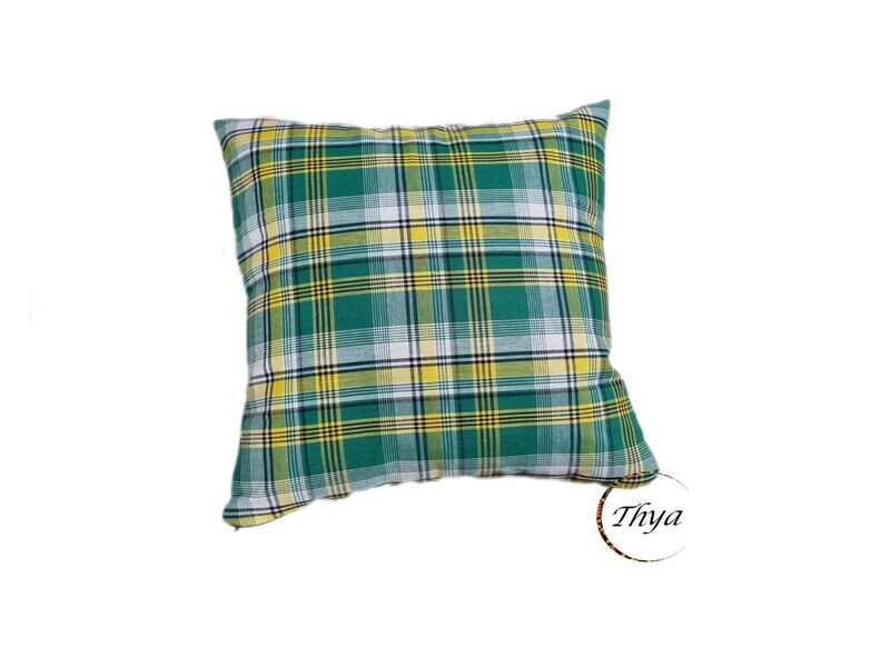 Coussin Madras Thya, Couleur: Vert