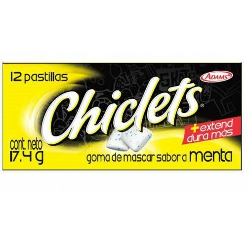 Chiclets Adams Menta - Caja 12 pastillas