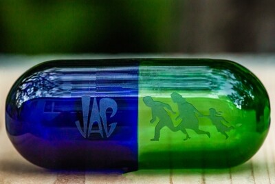 Green & Blue Pill Hand Pipe by JAG