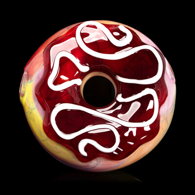 Red Frosted Scribble Donut Bowl with White Swirl by KGB x Scomo Moanet (2021)