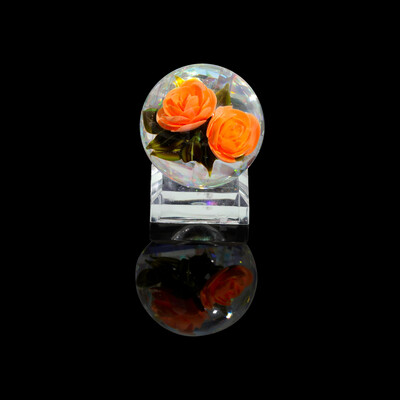 Encased Flower & Reflection Facet by Akihiro Glass