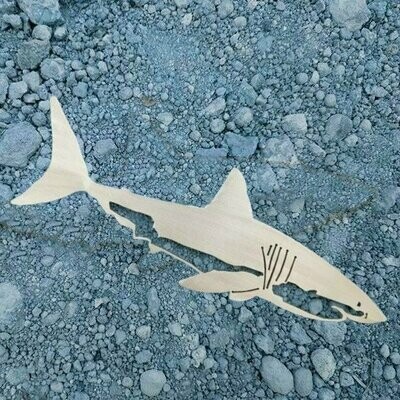 Great White Shark, 3mm Brushed Aluminium