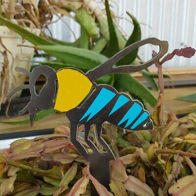 Blue Banded Bee coloured Garden Stake, 2mm Mild Steel