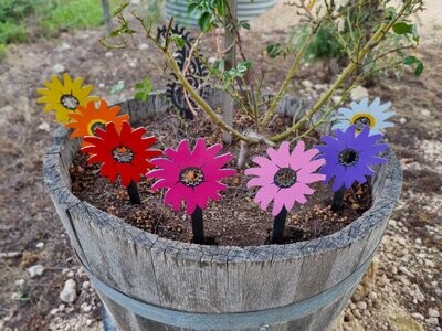 Daisy Garden Stake , 2mm Mild Steel with vinyl colour of your choice