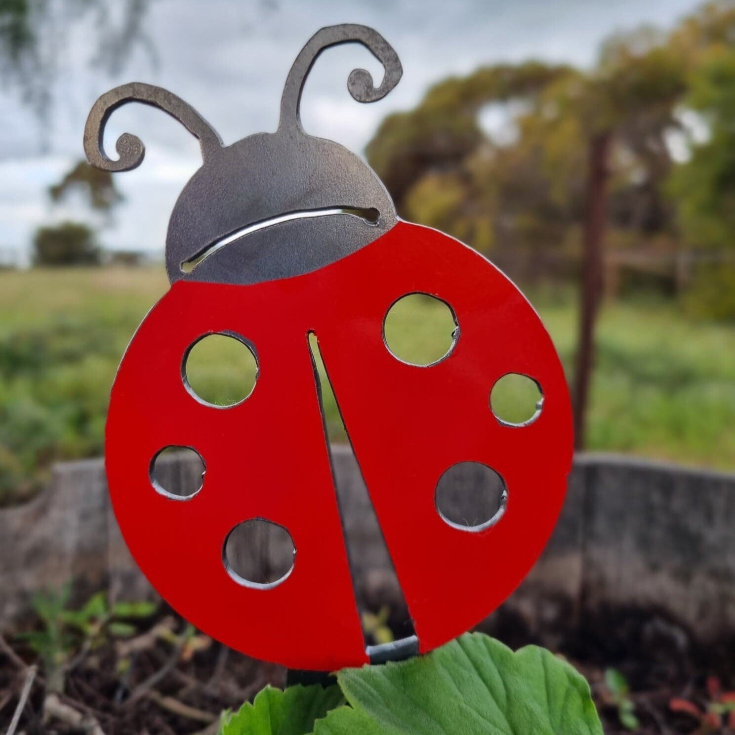 Ladybug Garden Stake, 2mm Mild Steel