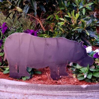 Hippopotamus Garden Stake, 2mm Mild Steel