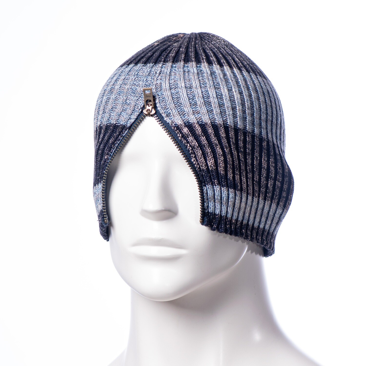 Zippered Distressed Ribbed Skull with Embroidered Logo