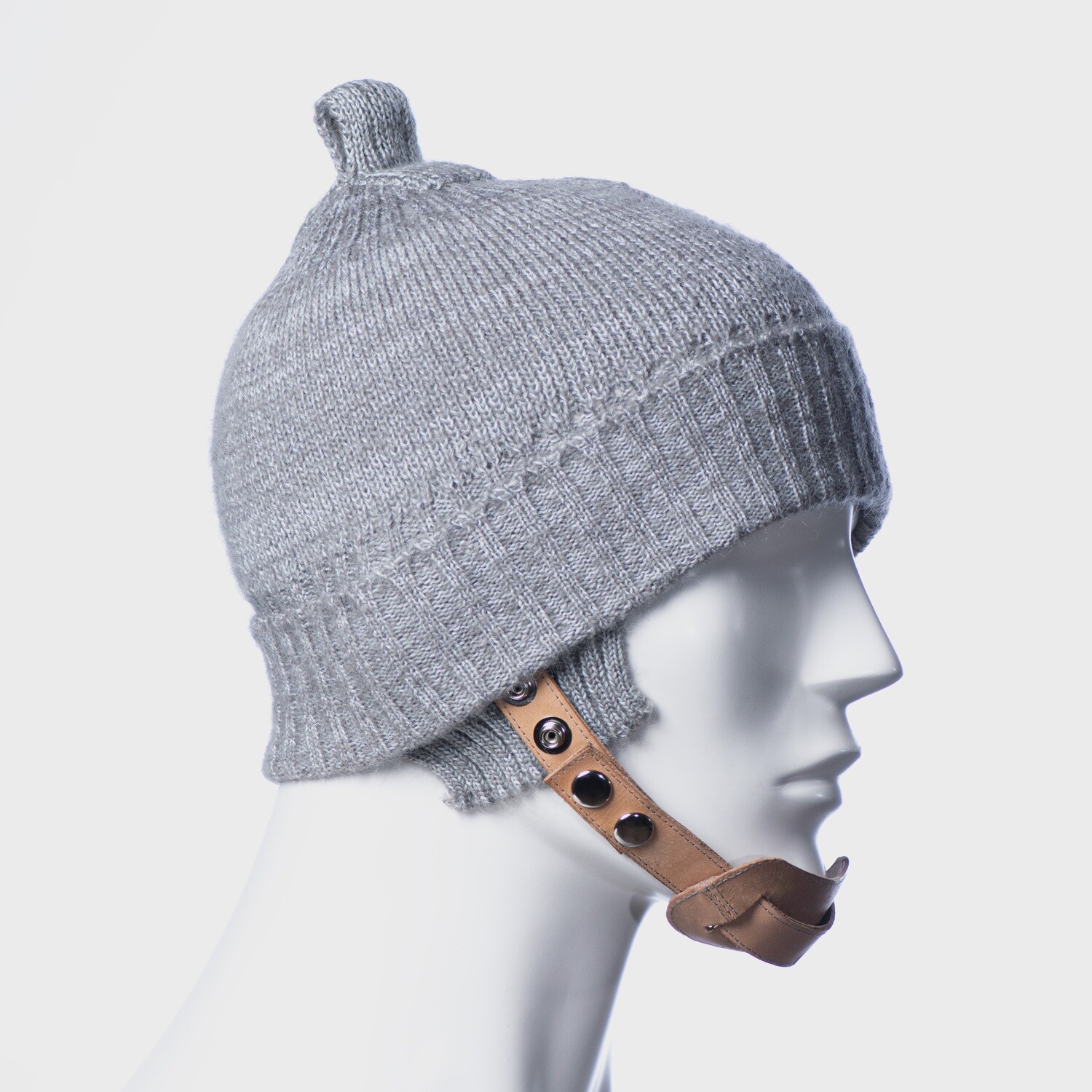 Helmut Knitted of Mohair with Snapped Leather Chin Strap