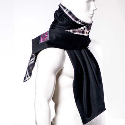 Wrap of Cashmere and Wool with Distressed Plaid Flannel Inner topped with our Embroidered Logo