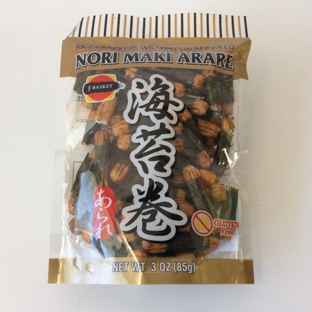 J-Basket Nori Maki Arare Rice Crackers Seaweed Wrapped 85g