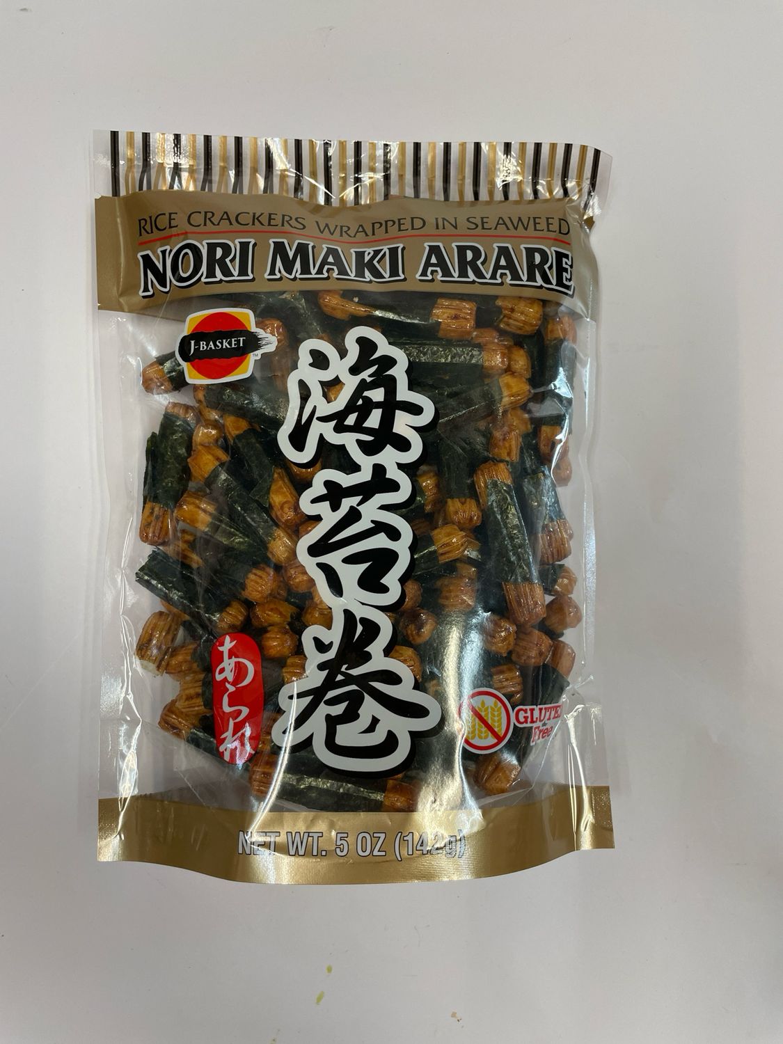 J-Basket Nori Maki Arare Rice Crackers Seaweed Wrapped 142g
