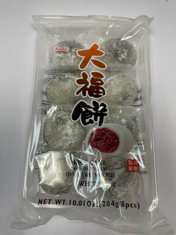 Kyoshin Daifuku Mochi Rice Cake with Bean Jam - White